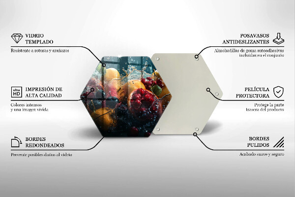 Üveg vágódeszka Gyümölcsök vízben