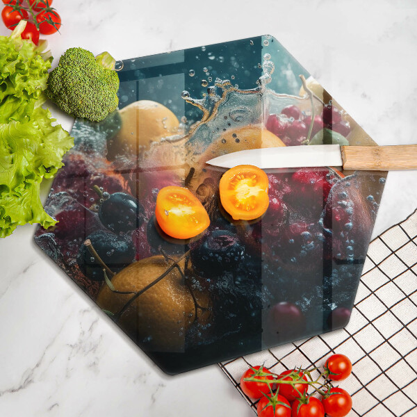 Üveg vágódeszka Gyümölcsök vízben
