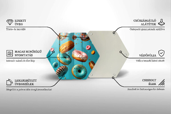 Üveg vágódeszka Színes fánk