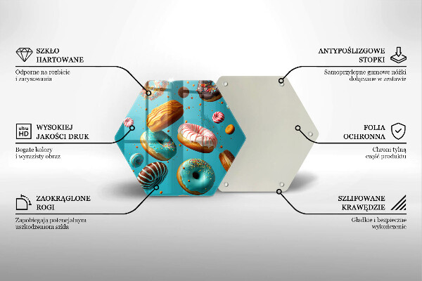 Üveg vágódeszka Színes fánk