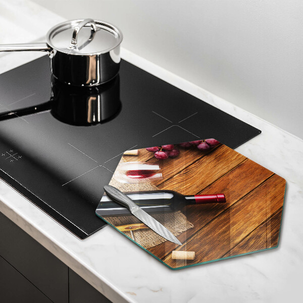 Üveg vágódeszka Egy üveg vörösbor