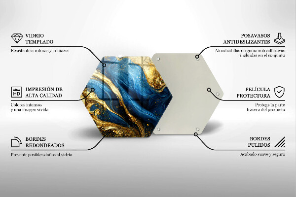 Üveg vágódeszka Kék és arany márvány