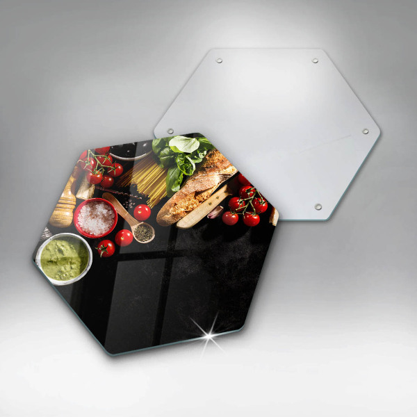 Üveg vágódeszka Olasz alapanyagok és fűszerek