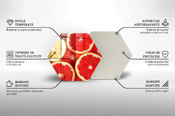 Üveg vágódeszka Grapefruit szeletek