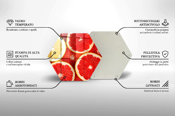 Üveg vágódeszka Grapefruit szeletek