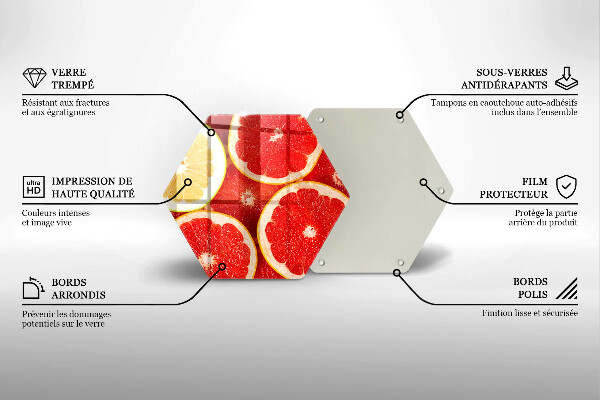 Üveg vágódeszka Grapefruit szeletek