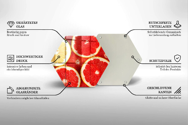 Üveg vágódeszka Grapefruit szeletek