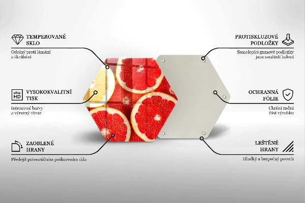 Üveg vágódeszka Grapefruit szeletek