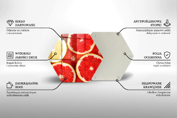 Üveg vágódeszka Grapefruit szeletek