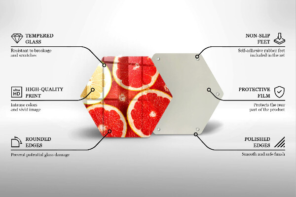 Üveg vágódeszka Grapefruit szeletek