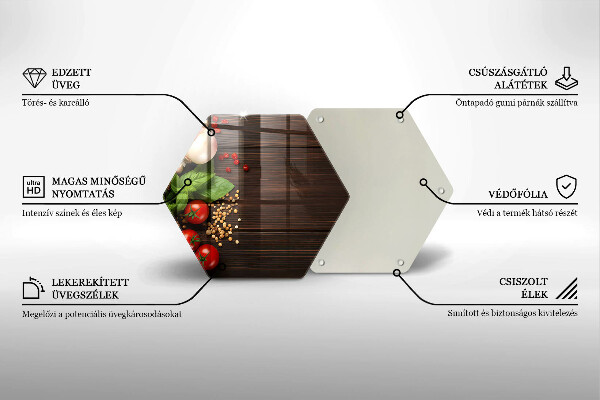 Üveg vágódeszka Zöldségek az asztalon