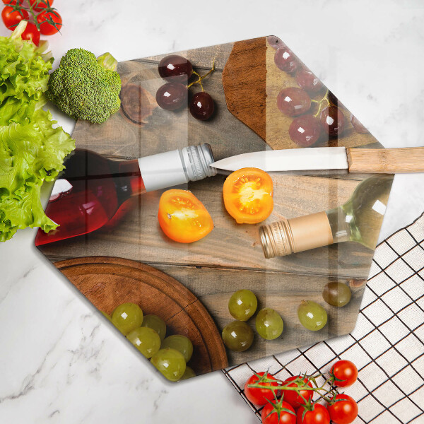 Üveg vágódeszka Borosüvegek és szőlő