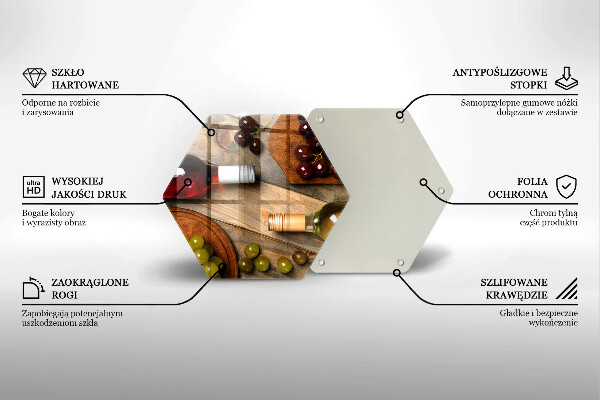 Üveg vágódeszka Borosüvegek és szőlő