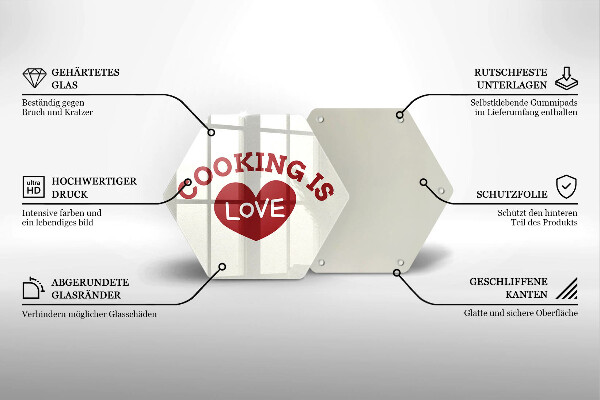 Üveg vágódeszka Cooking is love