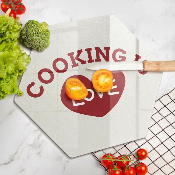 Üveg vágódeszka Cooking is love