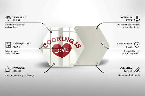 Üveg vágódeszka Cooking is love