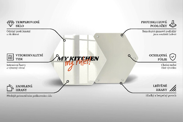 Üveg vágódeszka My kitchen my rules