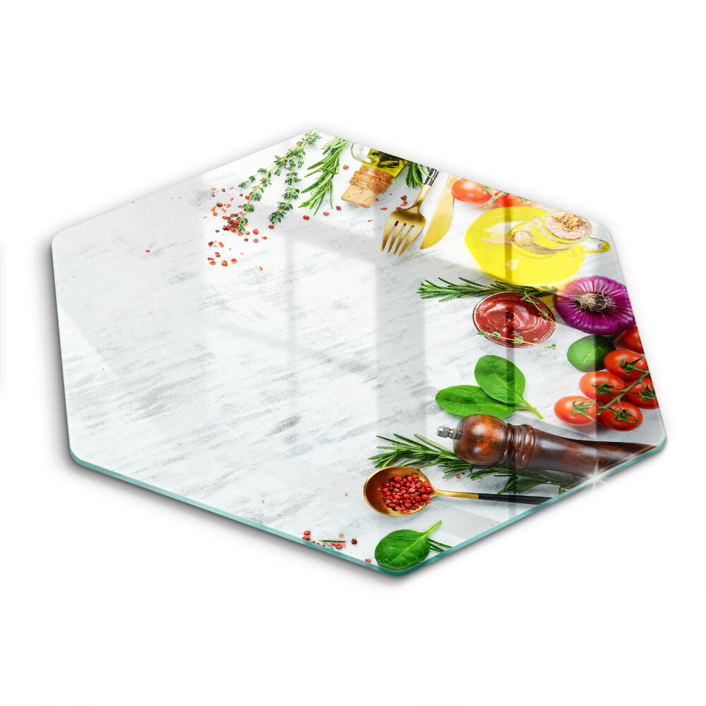 Üveg vágódeszka Zöldségek és fűszerek