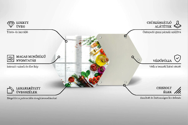 Üveg vágódeszka Zöldségek és fűszerek