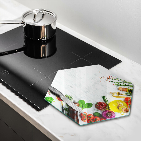 Üveg vágódeszka Zöldségek és fűszerek