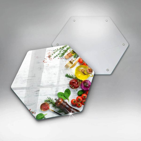 Üveg vágódeszka Zöldségek és fűszerek