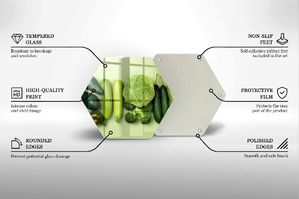 Üveg vágódeszka Zöld gyümölcsök és zöldségek