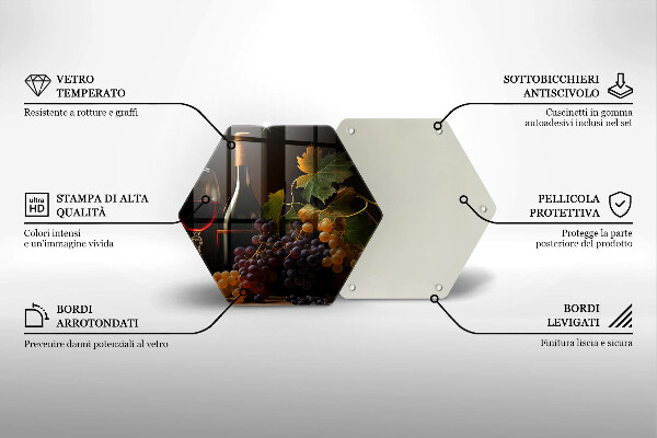 Üveg vágódeszka Pohár bor és szőlő