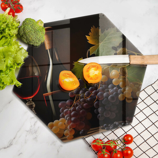 Üveg vágódeszka Pohár bor és szőlő