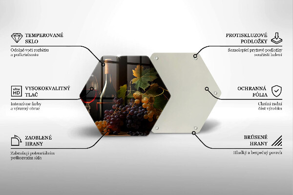 Üveg vágódeszka Pohár bor és szőlő