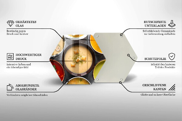 Üveg vágódeszka Színes levesek