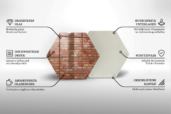 Üveg vágódeszka Téglafal fal