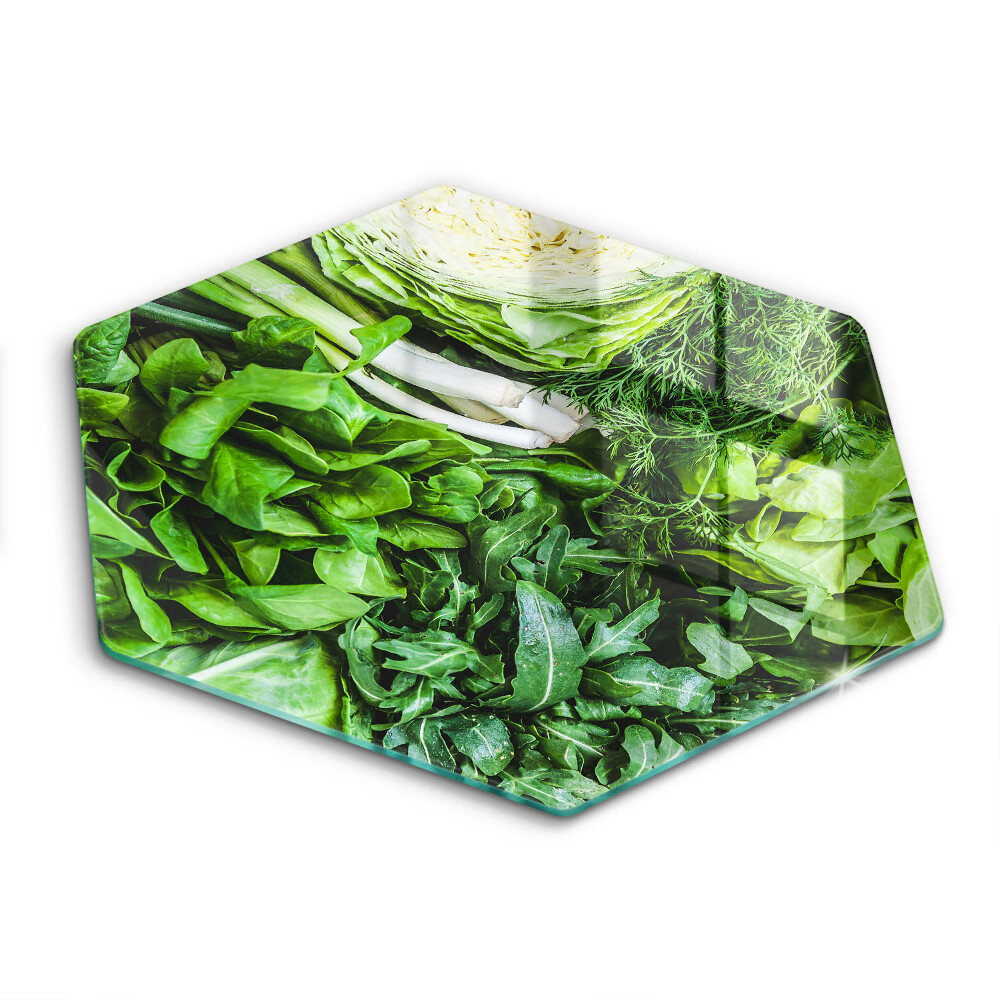 Üveg vágódeszka Zöld zöldségek
