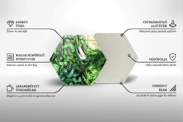 Üveg vágódeszka Zöld zöldségek