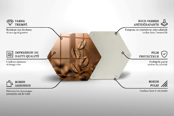 Üveg vágódeszka Kávébab