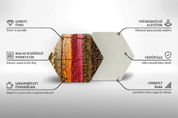 Üveg vágódeszka Színes fűszerek