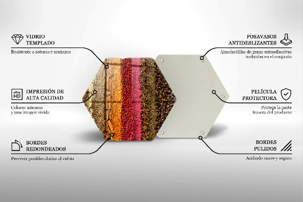 Üveg vágódeszka Színes fűszerek