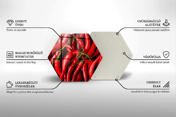 Üveg vágódeszka Csípős chili paprika