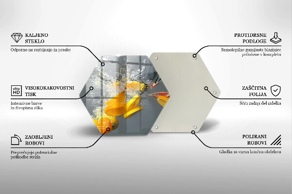Üveg vágódeszka Citrom vízben