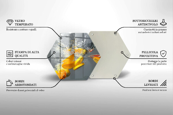 Üveg vágódeszka Citrom vízben