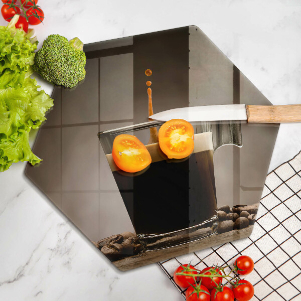 Üveg vágódeszka Üveg és kávébab