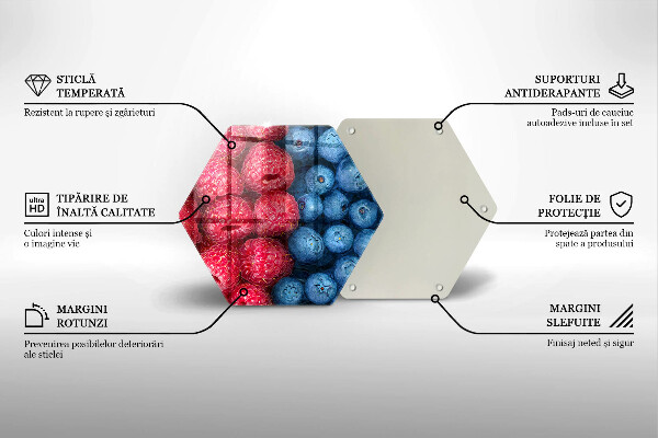 Üveg vágódeszka Málna és áfonya gyümölcsök