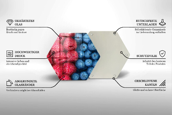 Üveg vágódeszka Málna és áfonya gyümölcsök