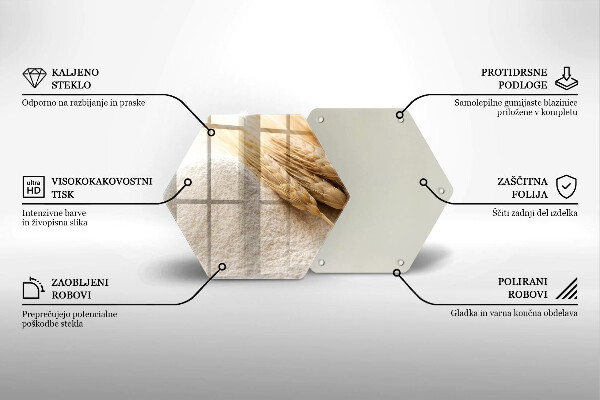 Üveg vágódeszka Liszt és kalászok