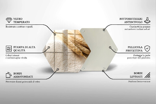 Üveg vágódeszka Liszt és kalászok