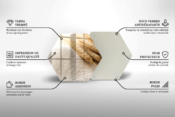 Üveg vágódeszka Liszt és kalászok