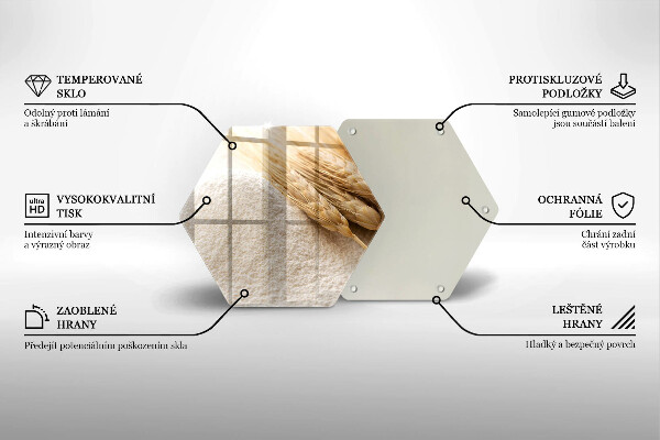 Üveg vágódeszka Liszt és kalászok