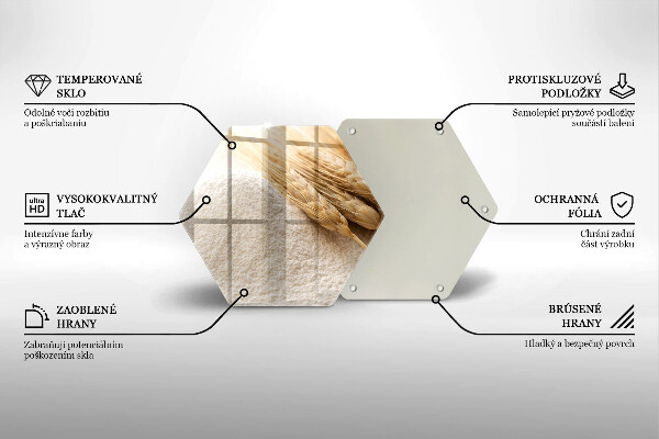 Üveg vágódeszka Liszt és kalászok