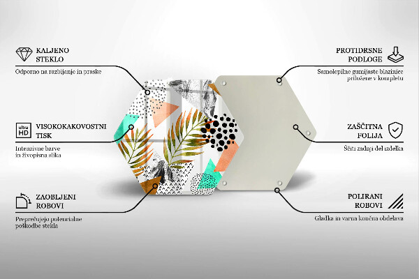 Üveg vágódeszka Boho levelek minta