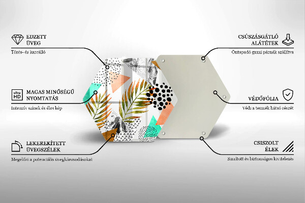 Üveg vágódeszka Boho levelek minta