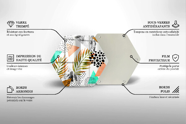 Üveg vágódeszka Boho levelek minta